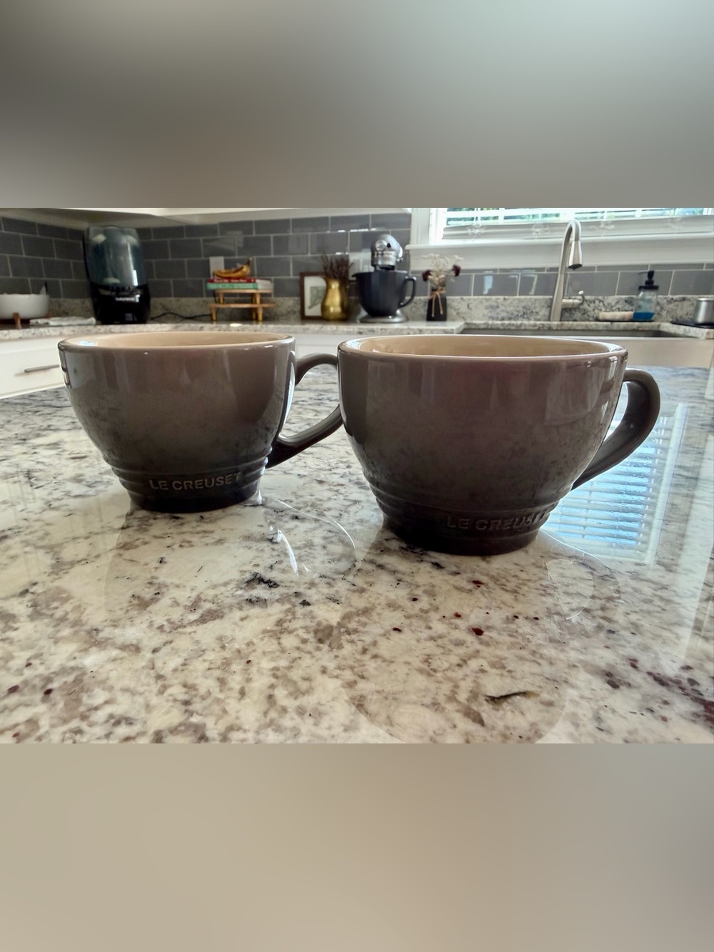 NWT! Set of 2 - Le Creuset Gray Bistro Mugs!